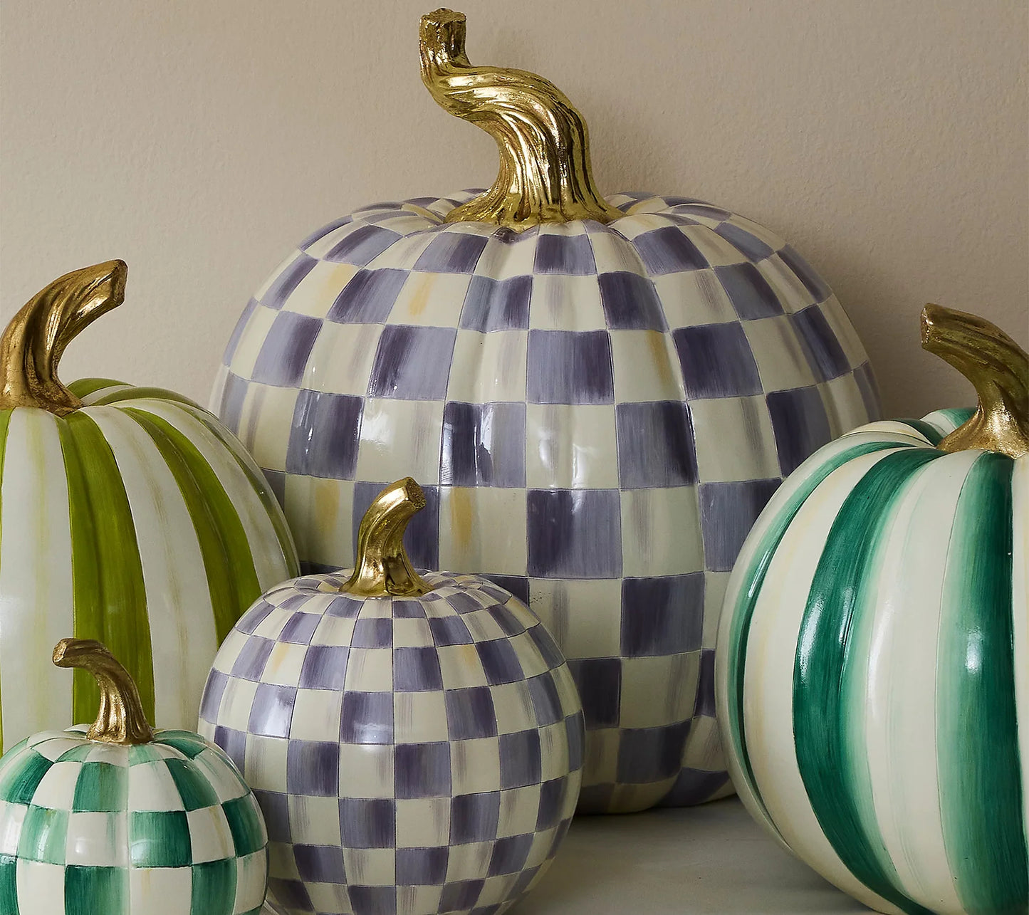 🎉Limited Time Promotion💝Buy 2 Get 2 FREE✨MacKenzie- Childs Medium Stripe and Large Check Pumpkins