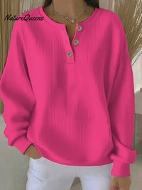 Women's Casual Button Long Sleeve Sweatshirt