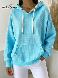 Women's Casual Waffle Jacquard Multicolor Hoodie