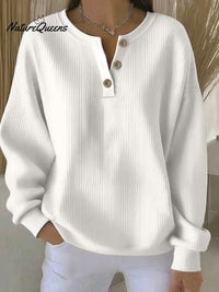 Women's Casual Button Long Sleeve Sweatshirt