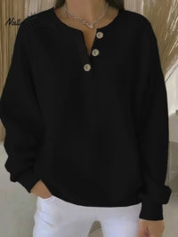 Women's Casual Button Long Sleeve Sweatshirt
