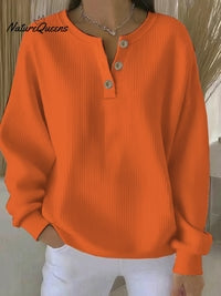 Women's Casual Button Long Sleeve Sweatshirt