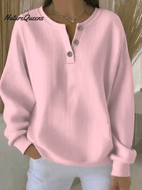 Women's Casual Button Long Sleeve Sweatshirt