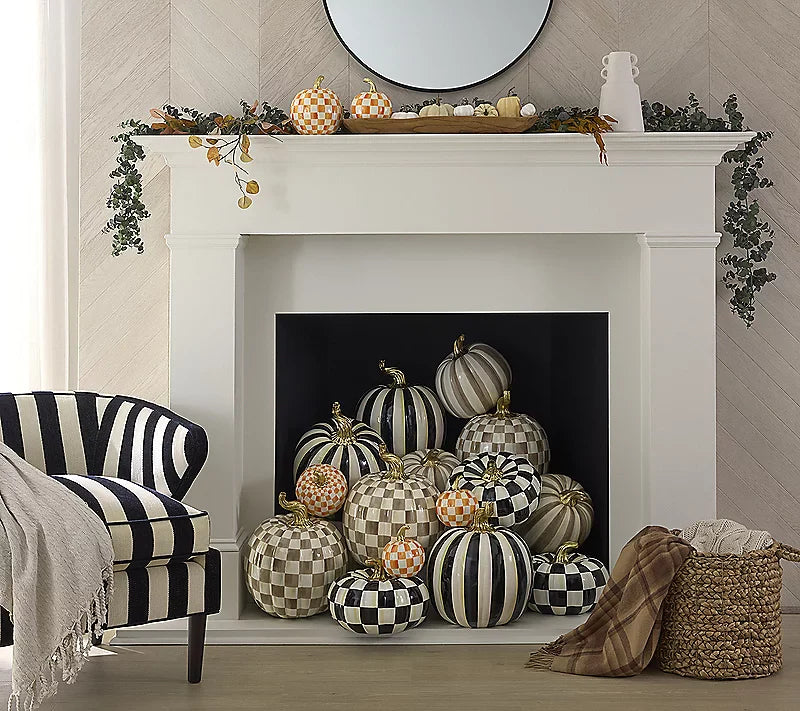 🎉Limited Time Promotion💝Buy 2 Get 2 FREE✨MacKenzie- Childs Medium Stripe and Large Check Pumpkins