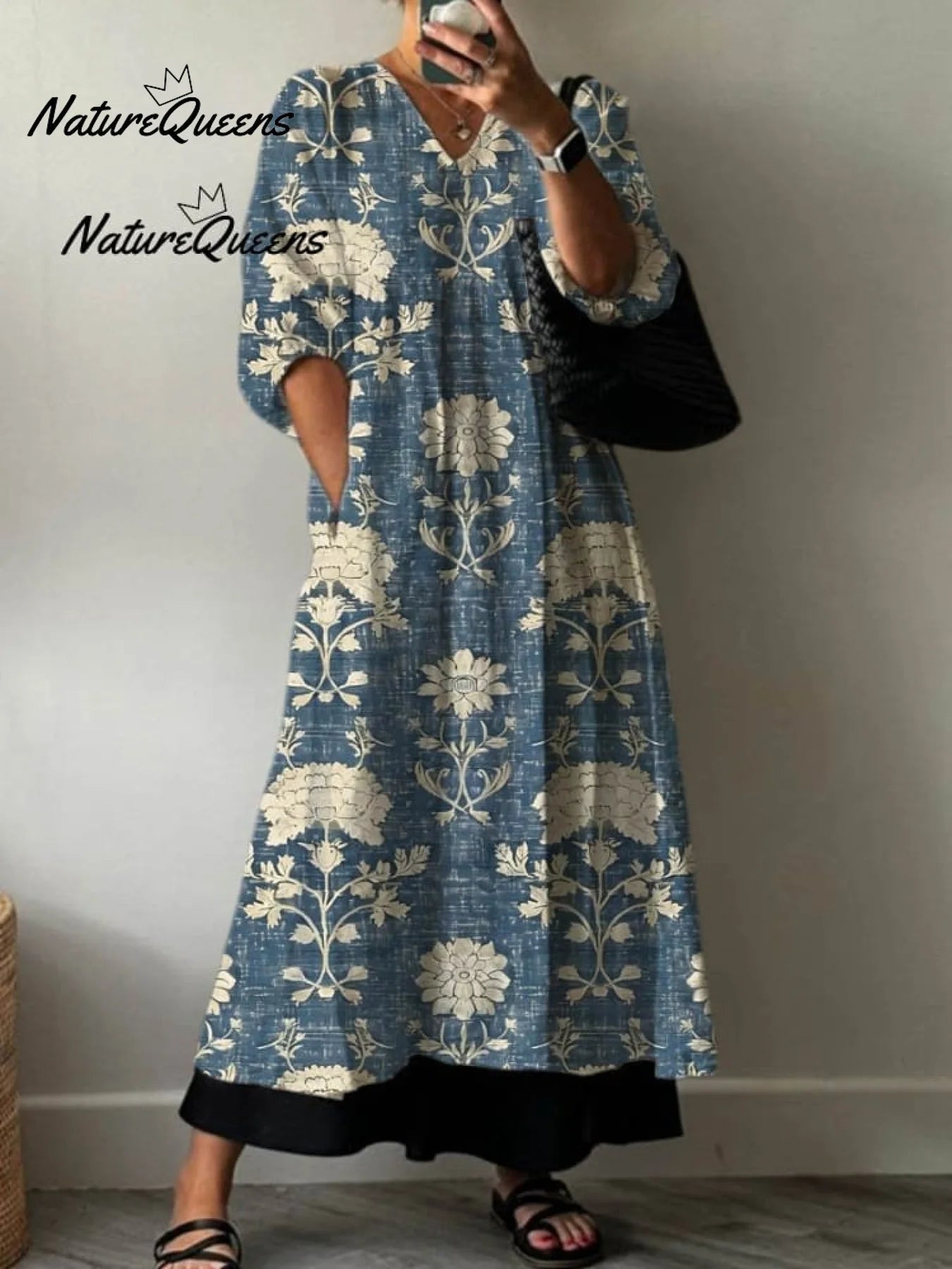 Women's Vintage Lovely Floral Art Print Knit Turtleneck Pullover Sweater